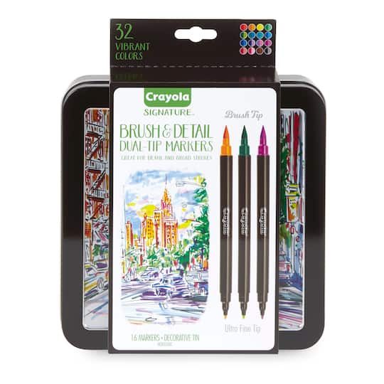 Crayola&#xAE; Signature&#x2122; 32 Color Brush &#x26; Detail Dual-Tip Markers
